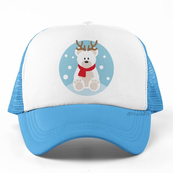 Other - 🆕Cute Polar Bear Winter Foam Trucker Hat Mesh Snapback Cap Light Blue/White